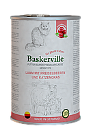Консервы Baskerville Баскервиль Sensitive для кошек Ягненок с клюквой и кошачьей травой, 400 г