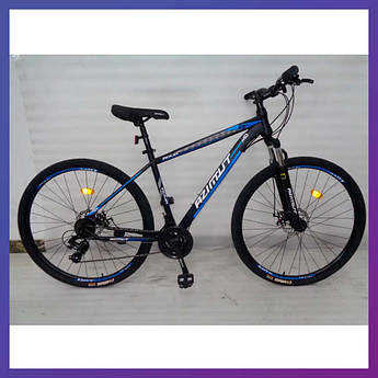 Велосипед гірський двоколісний однопідвісний сталевий Azimut Aqua 29" GD 29 дюймів 19" рама чорно-синій