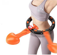 Хулахуп для схуднення Intelligent Hula Hoop Чорно-оранжевий, розумний обруч для талії масажний з лічильником