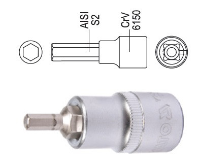Головка торцева вставка 6 гранна HEX 1/2" М8х55 мм YATO YT-04384