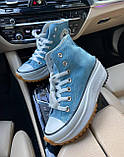Кеди жіночі Converse Run All Star Blue блакитні конверс олл стар високі кросівки, фото 5