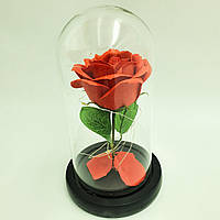 Роза в стеклянной колбе UKC с LED подсветкой подарочная экспозиция романтический подарок 20 см красная!
