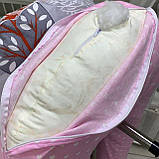 U-подібна подушка обіймашка довга для сну 150 см + знімна наволочка. Рожевий плюш, фото 2
