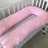 U-подібна подушка обіймашка довга для сну 150 см + знімна наволочка. Рожевий плюш, фото 3