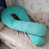 U-подібна подушка обіймашка довга для сну 150 см + знімна наволочка. Рожевий плюш, фото 7