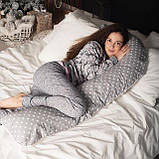 П-подібна довга подушка обіймашка для вагітних для сну зі знімною наволочкою 150 см Зірки на білому, фото 6