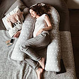 П-подібна довга подушка обіймашка для вагітних для сну зі знімною наволочкою 150 см Зірки на білому, фото 10