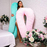 П-подібна подушка обіймашка для вагітних довга 150 см. Плюш М'ята, фото 6