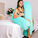 П-подібна подушка обіймашка для вагітних довга 150 см. Плюш М'ята, фото 9