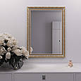 Дзеркало на стіну 80х60 Біле з патиною золота Black Mirror у ванну кімнату, фото 2