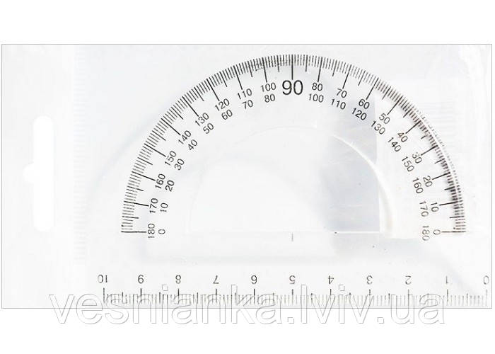 Транспортир пластиковий Прозорий, фото 1