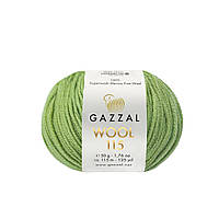 Gazzal WOOL 115 (Вул 115) № 3326 зелений (Пряжа мериносова, нитки для в'язання)