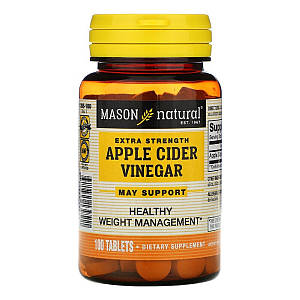 Яблочный уксус, Extra Strength Apple Cider Vinegar, Mason Natural, 100 таблеток