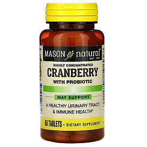 Клюква с пробиотиком, Cranberry with Probiotic, Mason Natural, 60 таблеток
