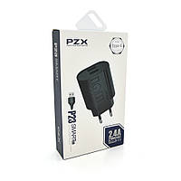 Набор 2 в 1 СЗУ With Type-C Cable 110-240V PZX P23, 2xUSB, 2,4A, Black, Blister-box