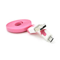 Кабель USB 2.0 (AM/Micro 5 pin) 1,0м, (поширений) Pink, OEM