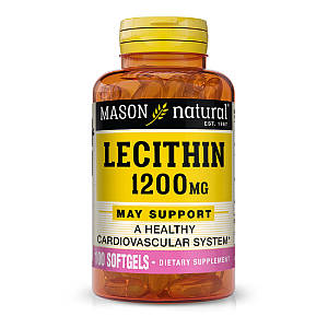 Лецитин 1200мг, Lecithin, Mason Natural, 100 гелевых капсул