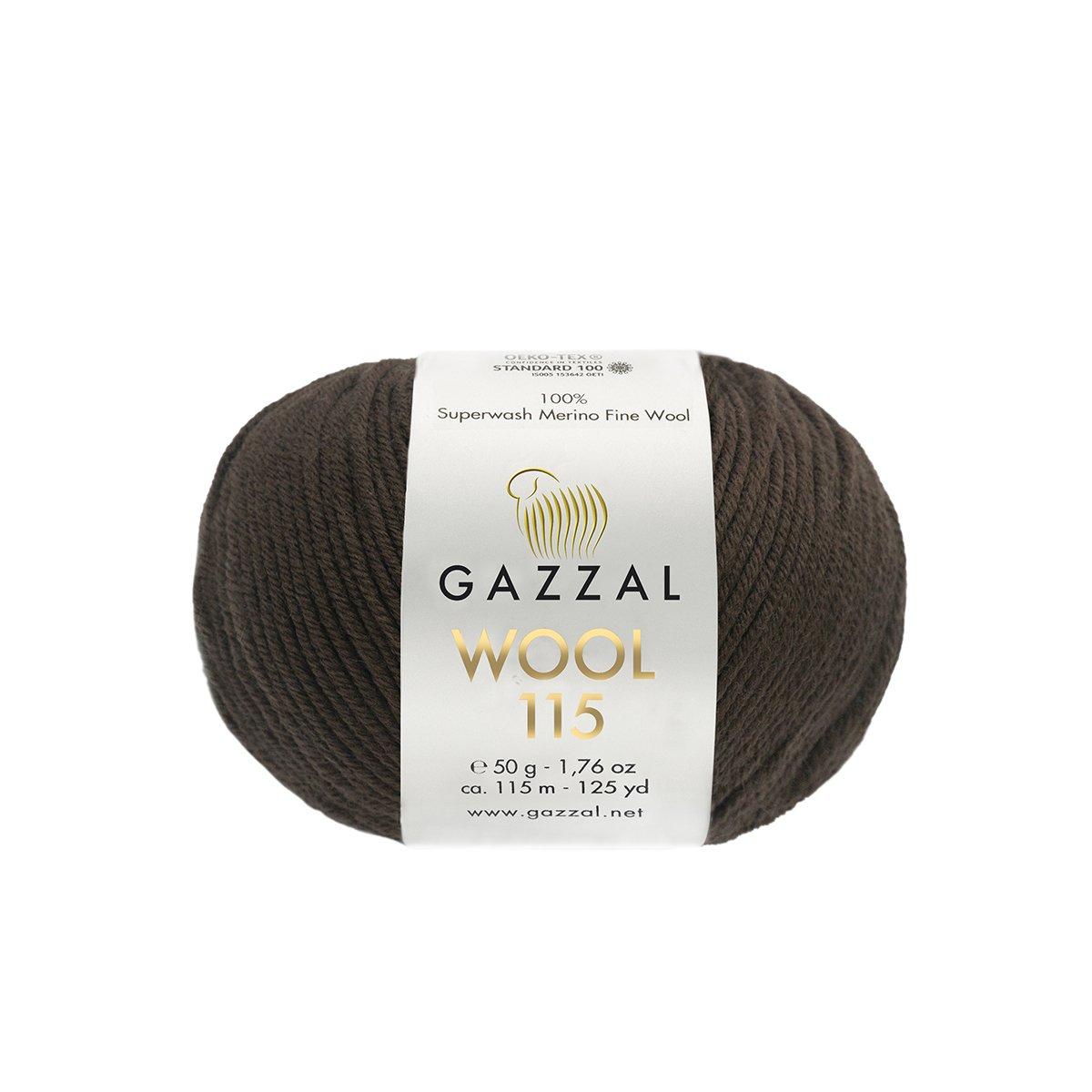 Gazzal WOOL 115 (Вул 115) № 3313 шоколад (Пряжа мериносова, нитки для в'язання), фото 1
