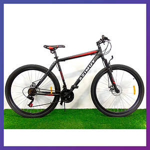 Велосипед гірський двоколісний однопідвісний сталевий Azimut Energy 29 GD 29 дюймів 19" рама чорно-червоний