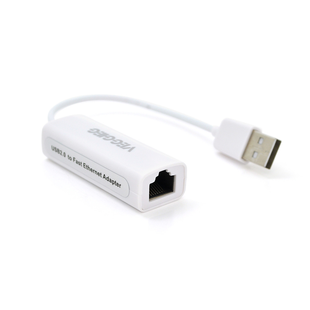 Контролер USB 2.0 to Ethernet VEGGIEG — Мережевий адаптер 10/100Mbps з дротом, RTL-8152B, White, Blister-Box