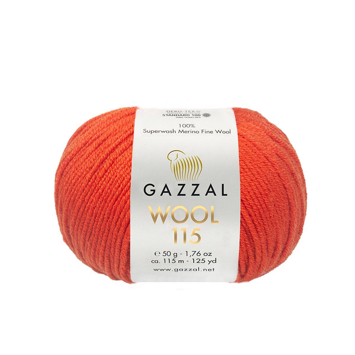 Gazzal WOOL 115 (Вул 115) № 3318 кораловий (Пряжа мериносова, нитки для в'язання), фото 1