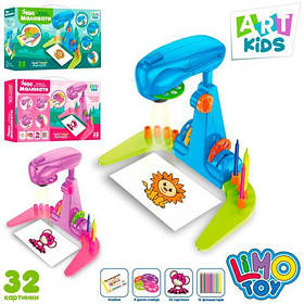 Проєктор AK 0002 AB (18 шт.) для малива, слайді32шт., фломастері, блокнот, 2 різновиди, светло, бат.,кор.39-