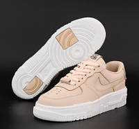 36-40 Nike Air Force 1 Pink кроссовки женские кожаные розовые Найк Форс демисезон