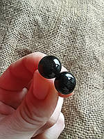 Сережки- цвяшки скляні чорні , фурнітура срібло 925/ серьги-гвоздики стеклянные черные, фурнитура серебро 925