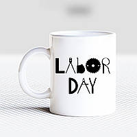 Белая кружка (чашка) с принтом  "Labor day"