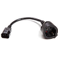 Кабель живлення PowerPlant C14 (M) - Schuko (F), 0.15 м 3x1.5мм2