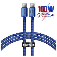 USB кабель Type-C на Type-C для iPad/Android/ПК/MacBook Baseus Crystal Shine Series (100W, 1.2m). Blue