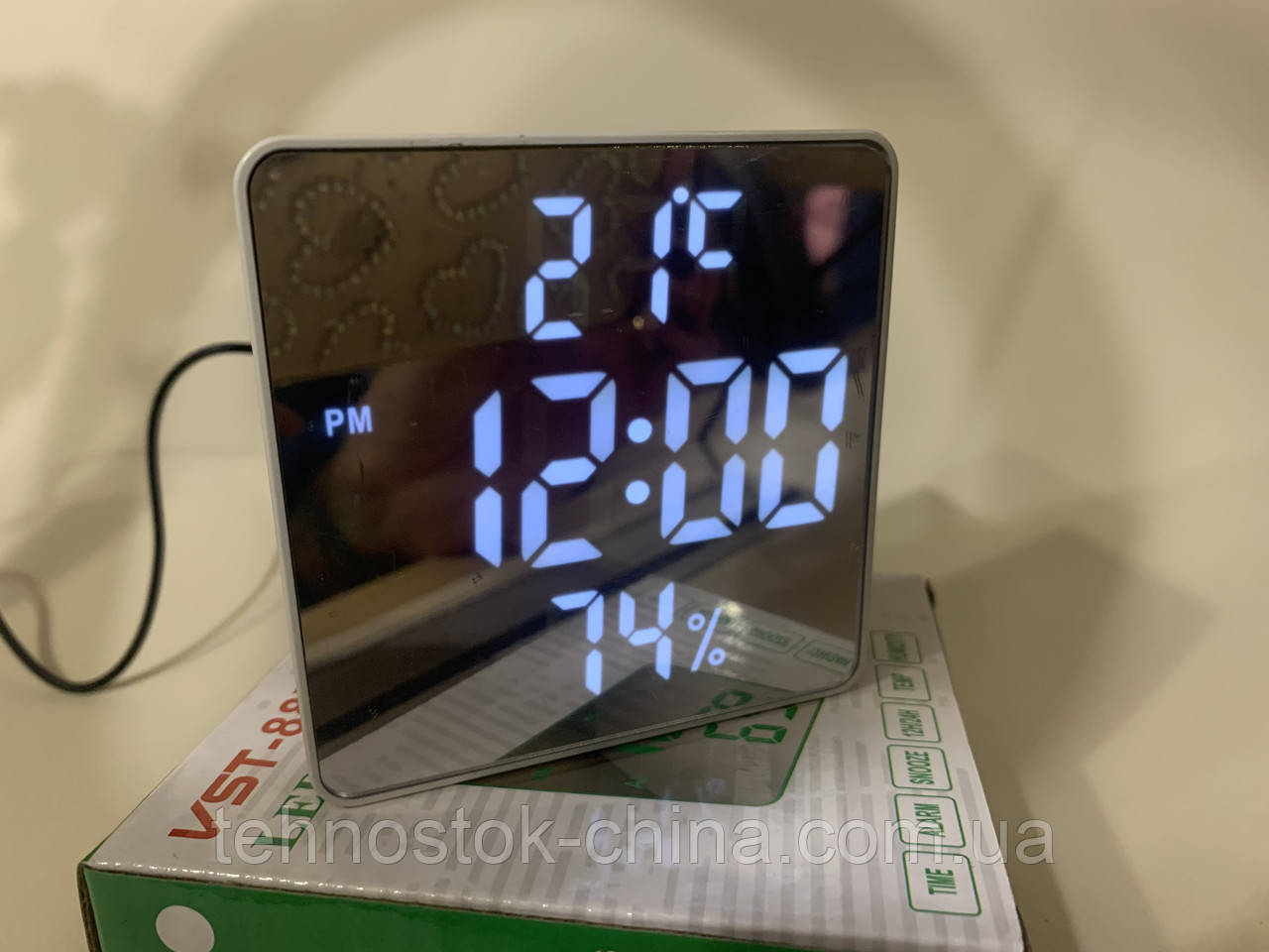Электронные настольные зеркальные LED часы VST-887Y красная подсветка - фото 2 - id-p1607414587