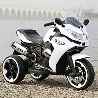 Детский мотоцикл на аккумуляторе BMW 3-х колесный, электромотоцикл белый
