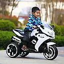 Дитячий мотоцикл на акумуляторі BMW 3-х колісний, електромотоцикл білий, фото 8