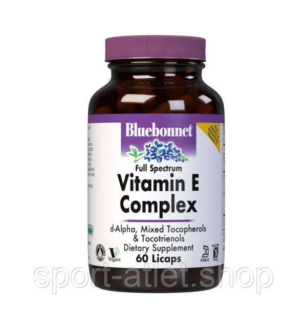 Вітаміни та мінерали Bluebonnet Full Spectrum Vitamin E, 60 капсул