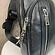 Чоловіча шкіряна сумка-бананка на груди чорна  ⁇  Кросбоді барсетка для чоловіків натуральна шкіра, фото 3
