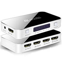 HDMI комутатор | світч на 4 порти Addap HVS-06, чотиринаправлений відео перемикач, 4К, Сірий