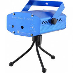 Лазерний проєктор, стробоскоп, диско лазер UKC SF-6Q 6 в 1 з триногою Синій