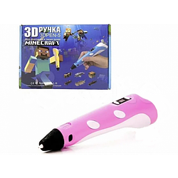 3D-ручка для малювання з екраном 3д Ручка Pen5 Minecraft з LCD-дисплеєм Рожева