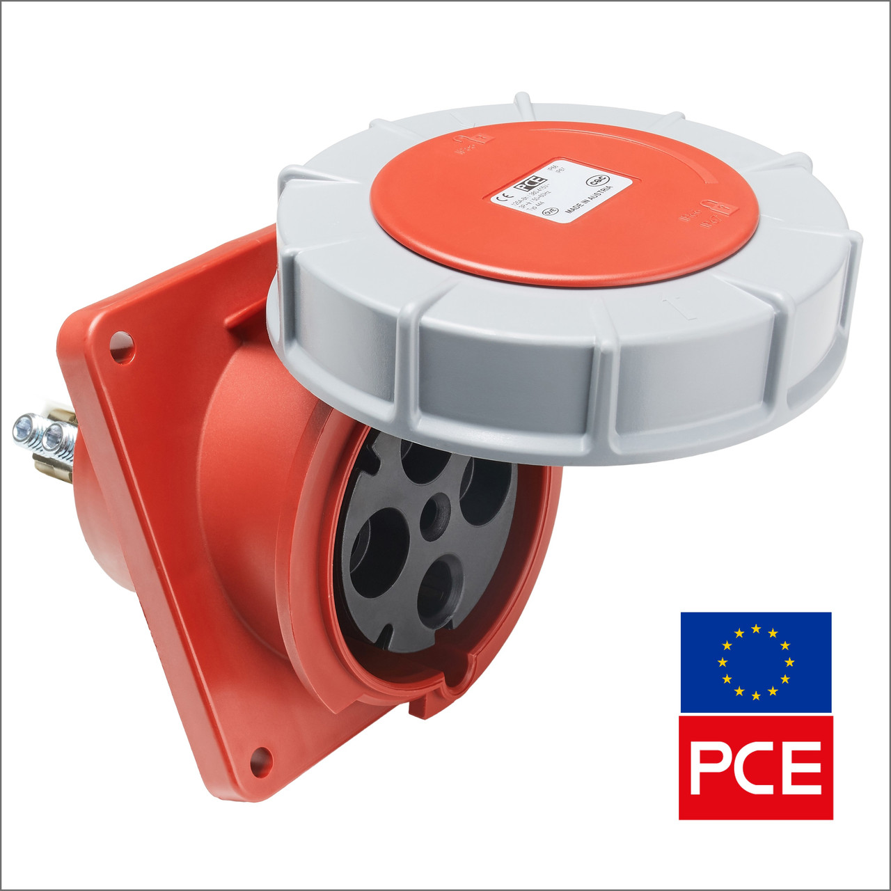 Розетка вбудована PCE 444-6 IP67 3P+PE 125A 400V похила POWER TWIST (силова), фото 1