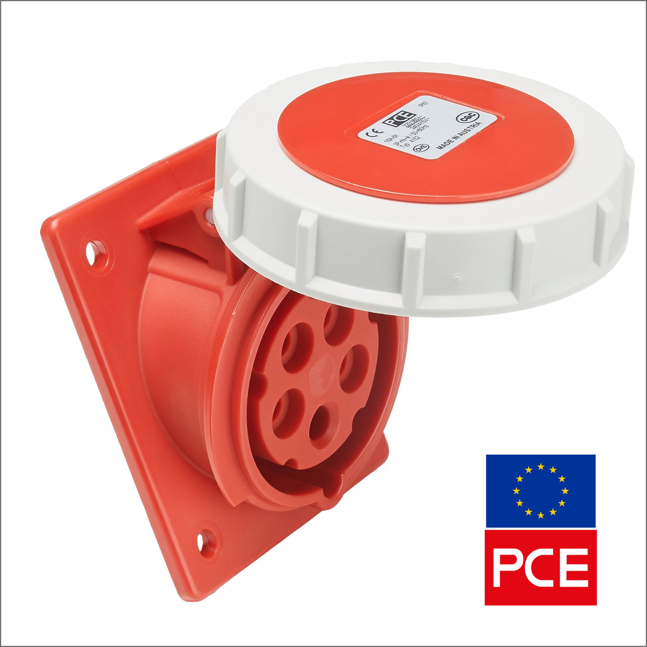 Розетка вбудована PCE 4152-6 IP67 3P+N+PE 16A 400V похила (силова), фото 1