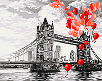 Картины по номерам 40*50 Brushme Повітряні кульки над Тауерським мостом набор для рисования