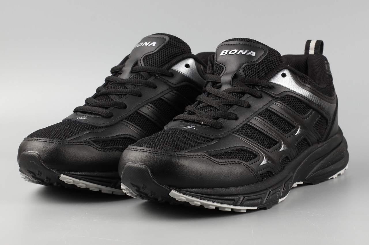Кроссовки Мужские Черные Bona 872C Сетка Летние Бона Размеры 41 42 43 ...