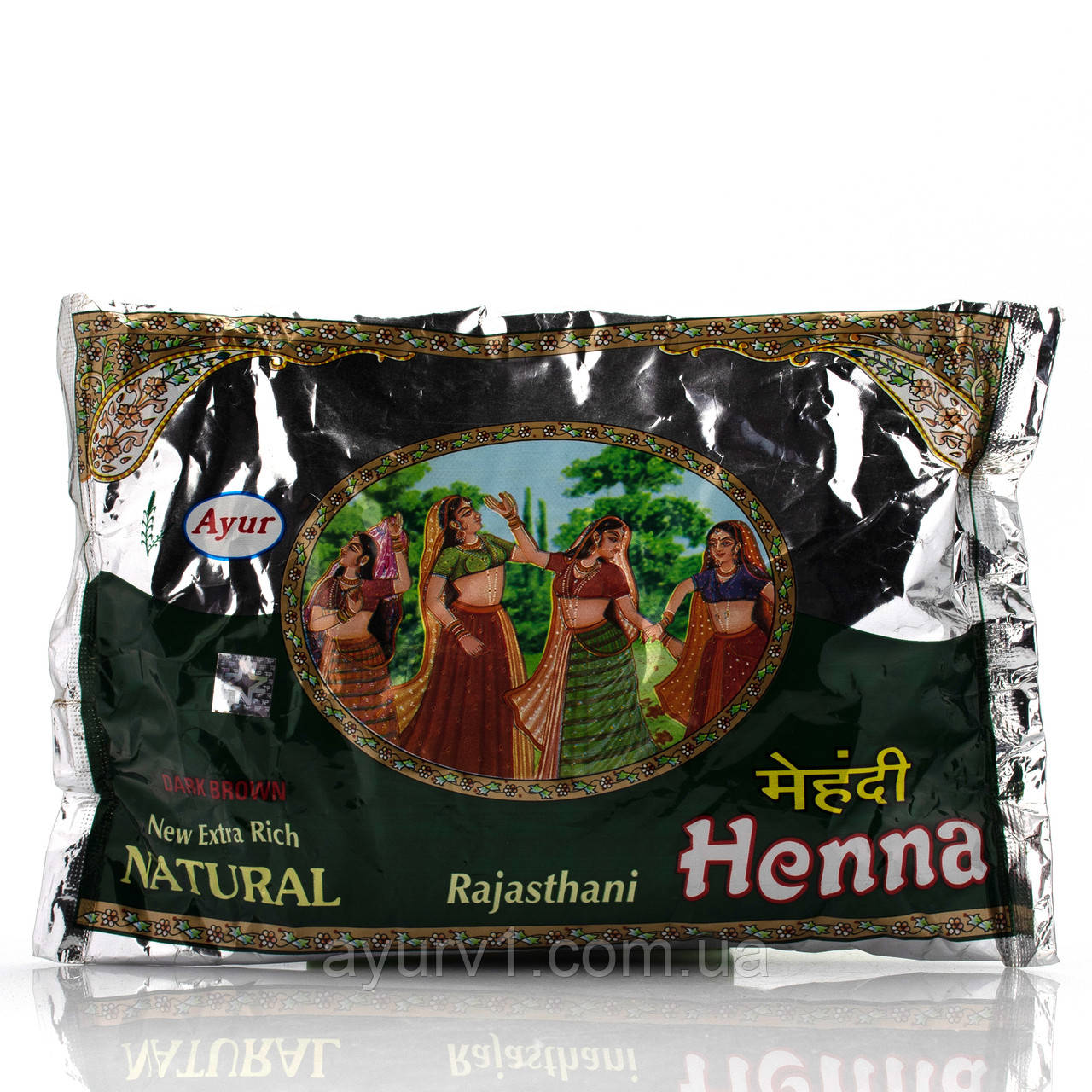 Хна для волосся Темно-коричнева/Rajasthani Natural Henna Ayur / 200 г