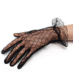 Гіпюрові рукавички, мереживні (p770) Чорні