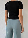Жіноча трикотажна футболка з коротким рукавом та фігурним вирізом (р. 42-46) 77ma701, фото 3