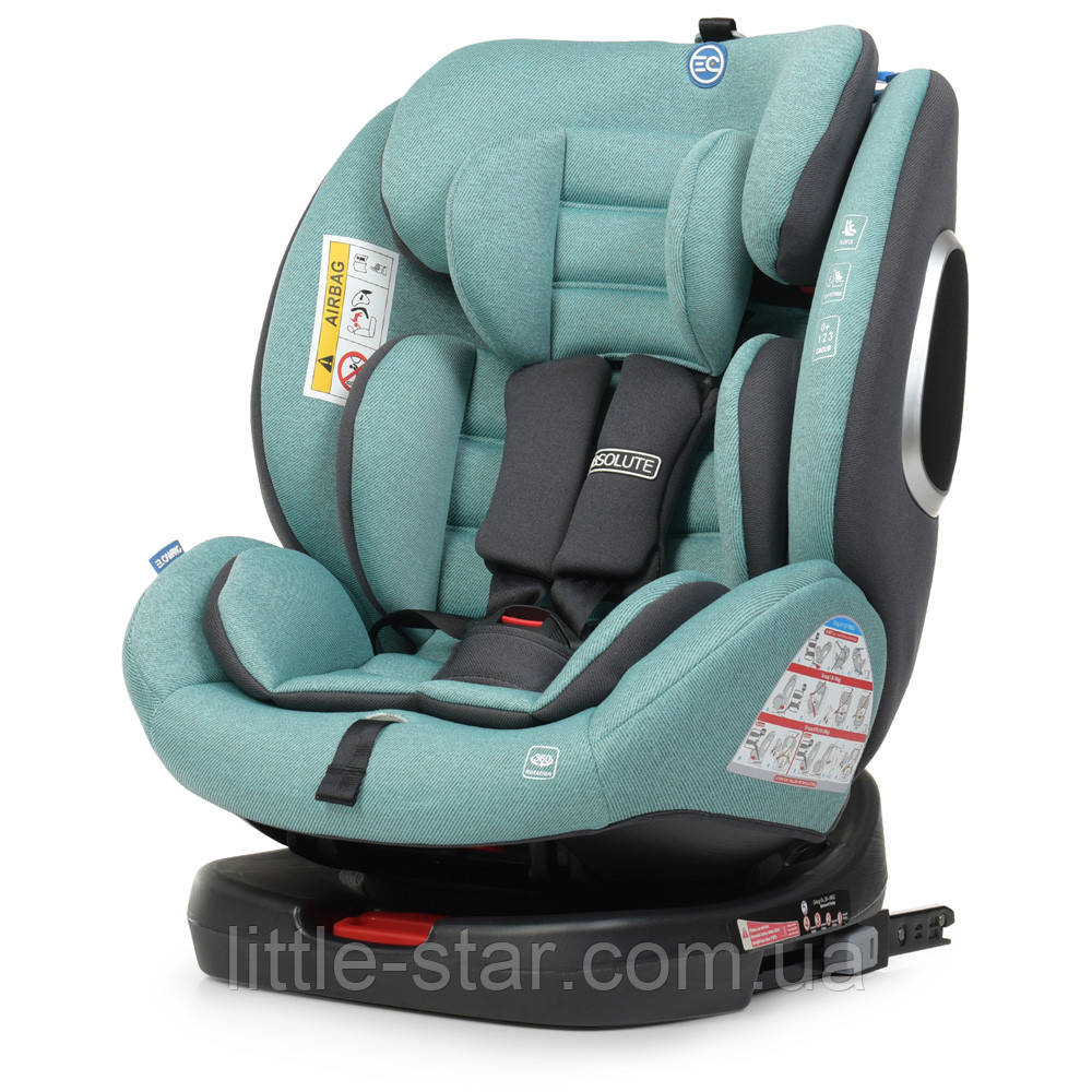 Автокрісло El Camino ME 1079 ABSOLUTE Isofix Royal Turquoise, м'ятний, льон, група 0+/1+2+3