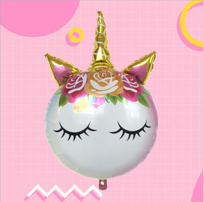 Фольгована куля 60х90 см "Єдиноріг голова кругла" (54) в пакованні (1 пачка), фото 1