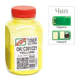 Тонер OKI C301/321, 50 г Yellow+chip AHK (1505328)