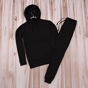 Спортивний костюм чоловічий чорний однотонний Комплект Худі та штани спортивні на манжетах Весна-літо
